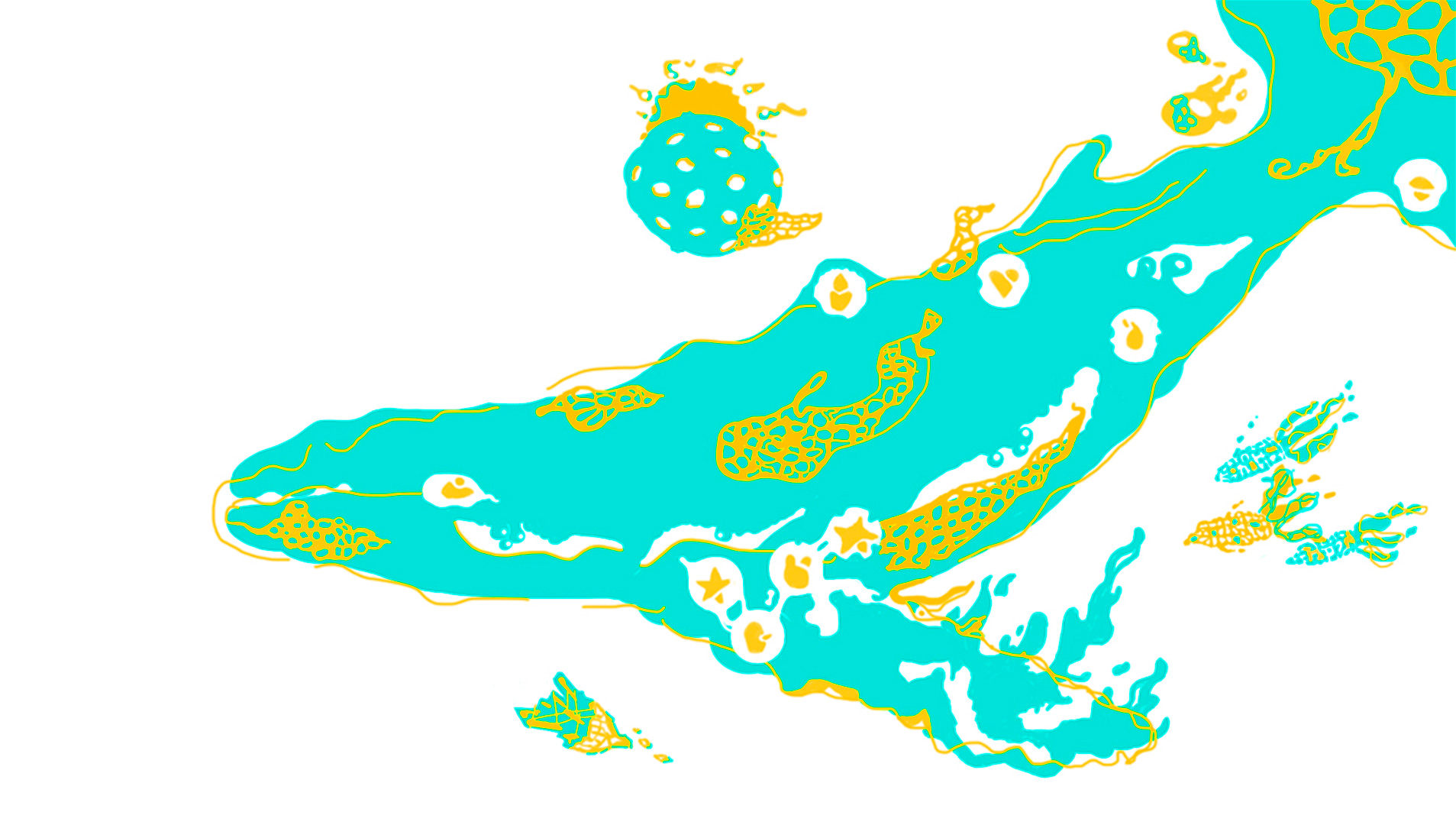 Mural design of an space whale