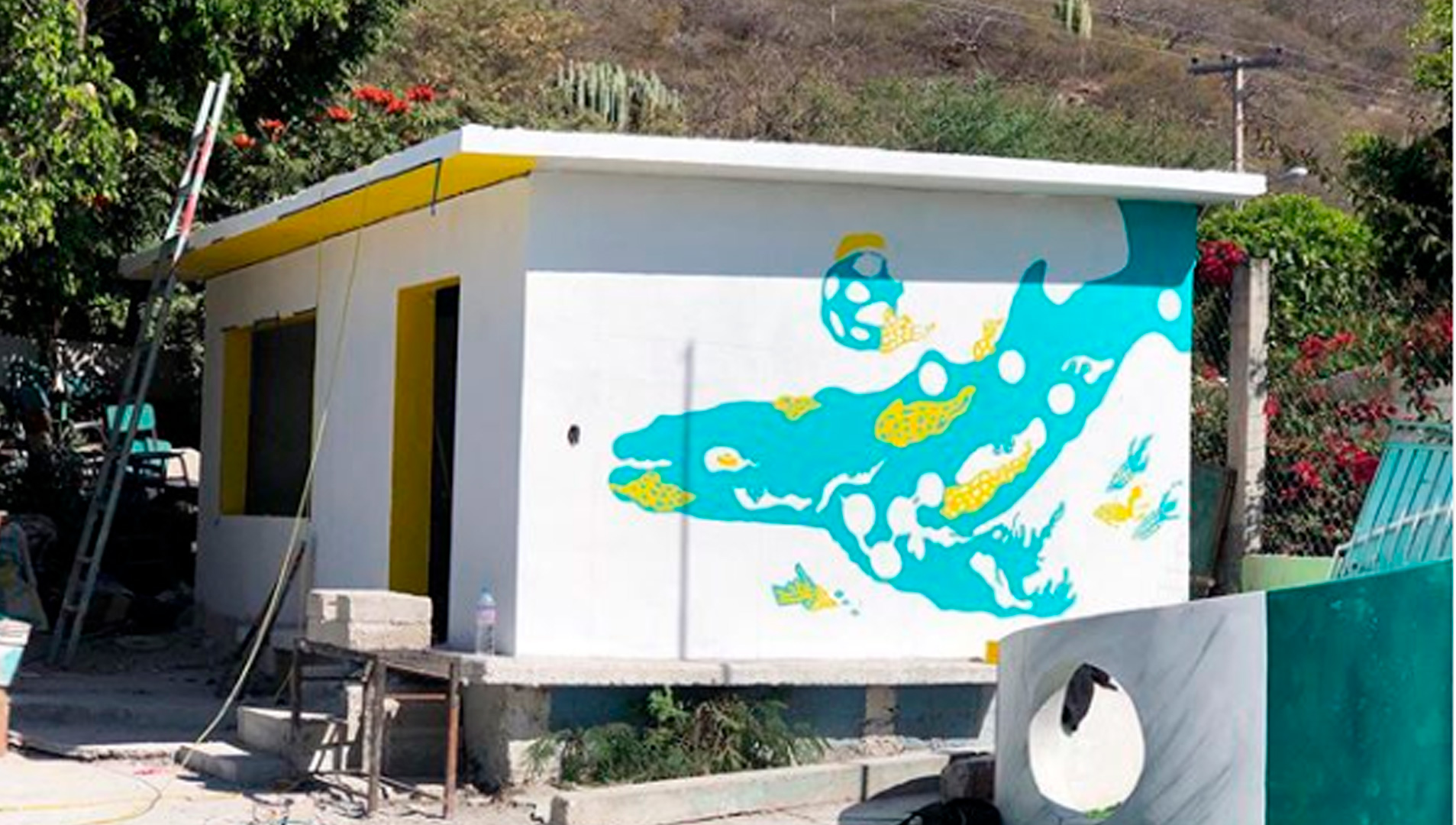 Mural design of an space whale
